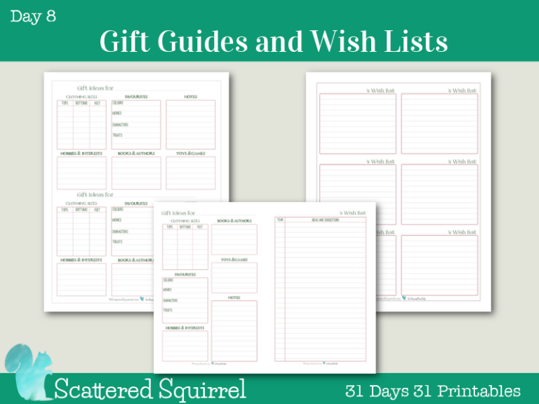 {Day 8} Holiday Planner Printables Scattered Squirrel