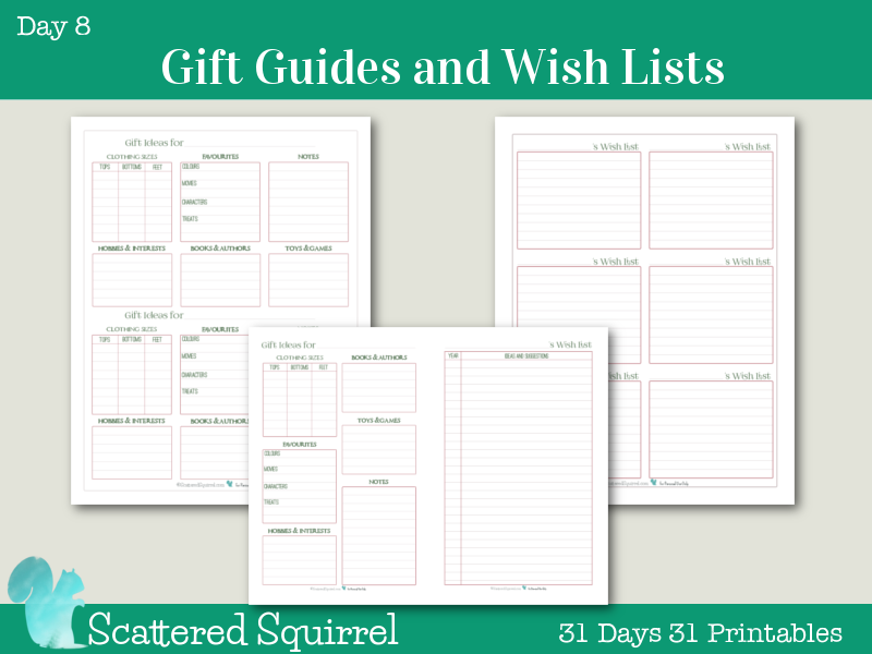 Day 8 - Holiday Planner Printables - Use these printables to stay on top of all your gift giving this holiday season. Keep all the info you might need right at your fingers tips to help make choosing or making the perfect gift a breeze.