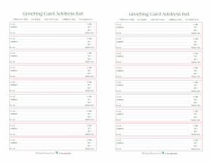 This handy printable is an address book and tracker all in one. Keep addresses all in one place and check off whether you've sent each person a card and/or gift and whether or not they have received it.