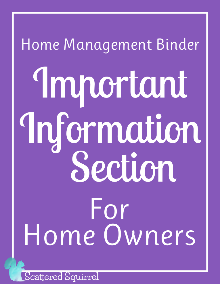 This Important Information for Home Owners Section pack includes three printables for you to use to organize important information pertaining to your home.