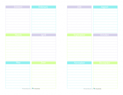 Use this half-size printable planner page to keep track of those special dates that occur every year.