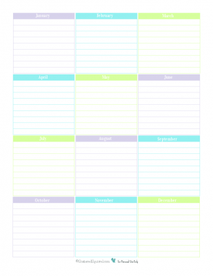 Use this printable planner page to keep track of those special dates that occur every year.