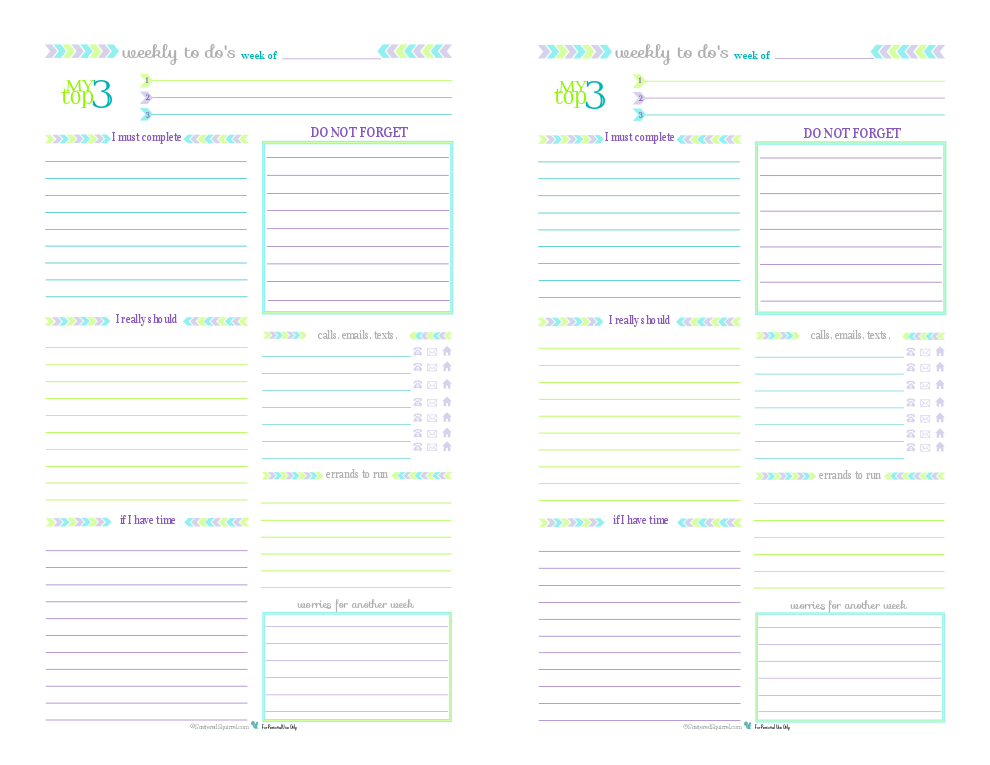 Half-Size Printable Weekly To Do List for those weeks when you don't need a planner, just a list.