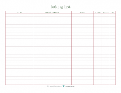 Use this handy printable to keep track of what goodies you want to make this holiday season, and what you're planning to do with them.