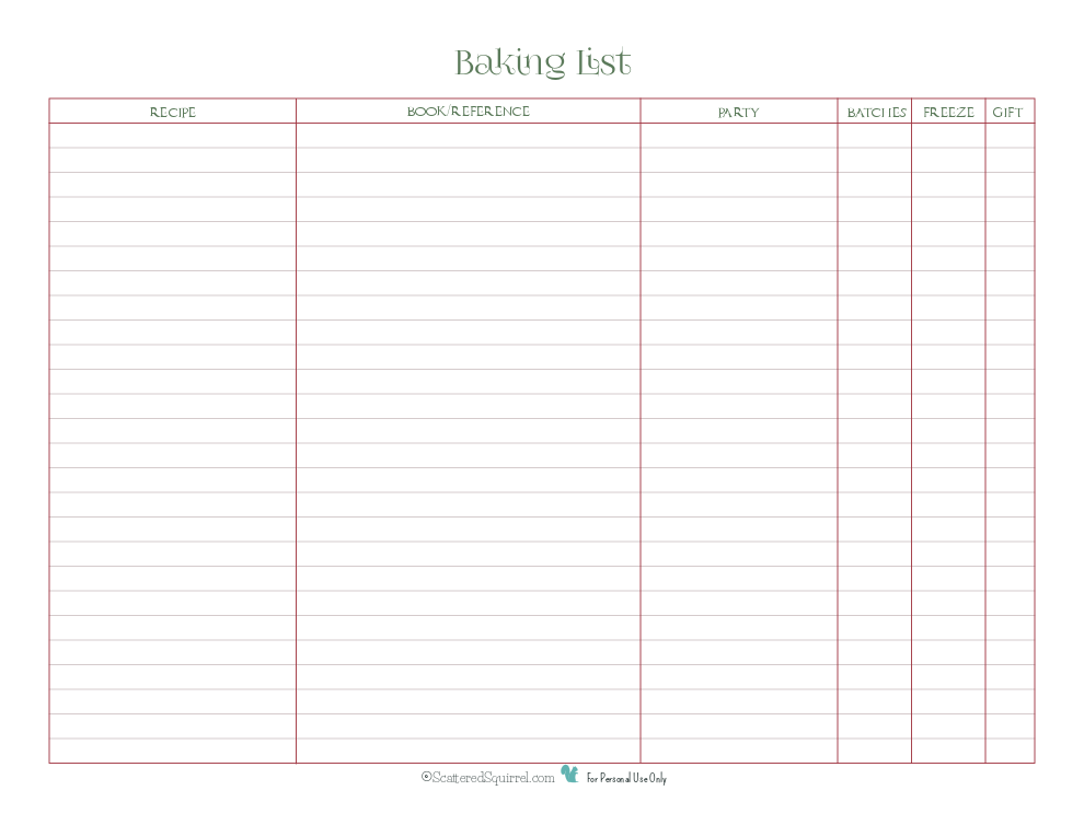 Christmas Baking Bundle Planner Printables Holiday Baking Grocery List  Family Recipes 