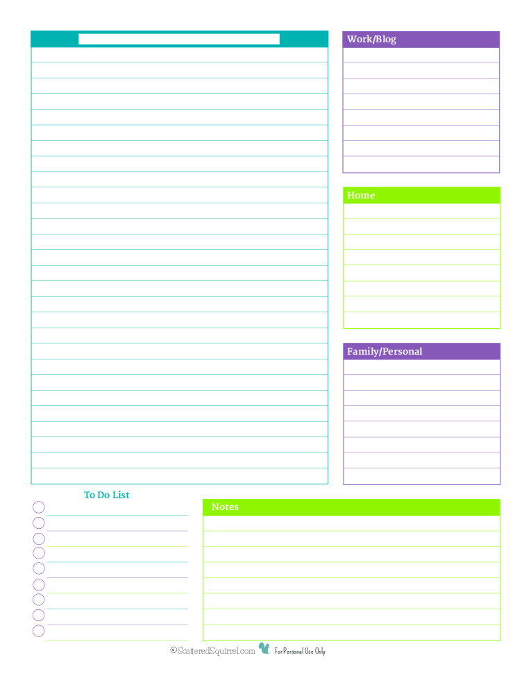 This blank daily planner printable is perfect for anyone who has to organize their days around wonky hours, or for those who just don't want any time constraints.