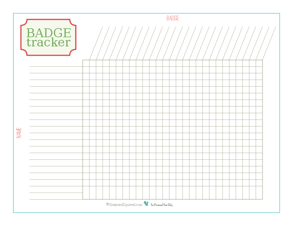 This Badge Tracker Printable Checklist was designed at the request of one of my readers. Because I know there are many programs out there that use badges, I chose to leave the title basic so that you can use it for more than just scouts or brownies.