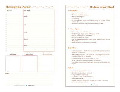 I paired up my Thanksgiving Planner with my Hostess Cheat Sheet for a winning combo. Keep track of everything you need to for hosting your Thanksgiving get together.