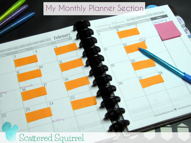 My monthly calendar serves as an editorial calendar as well as a duplicate of our family calendar so that I can plan around family commitments.