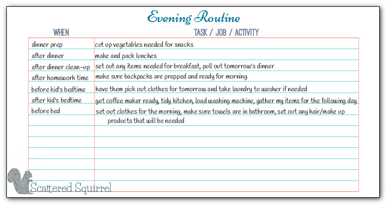 You know what you need to do in the evening to be ready in the morning, now figure out when you can fit that in.