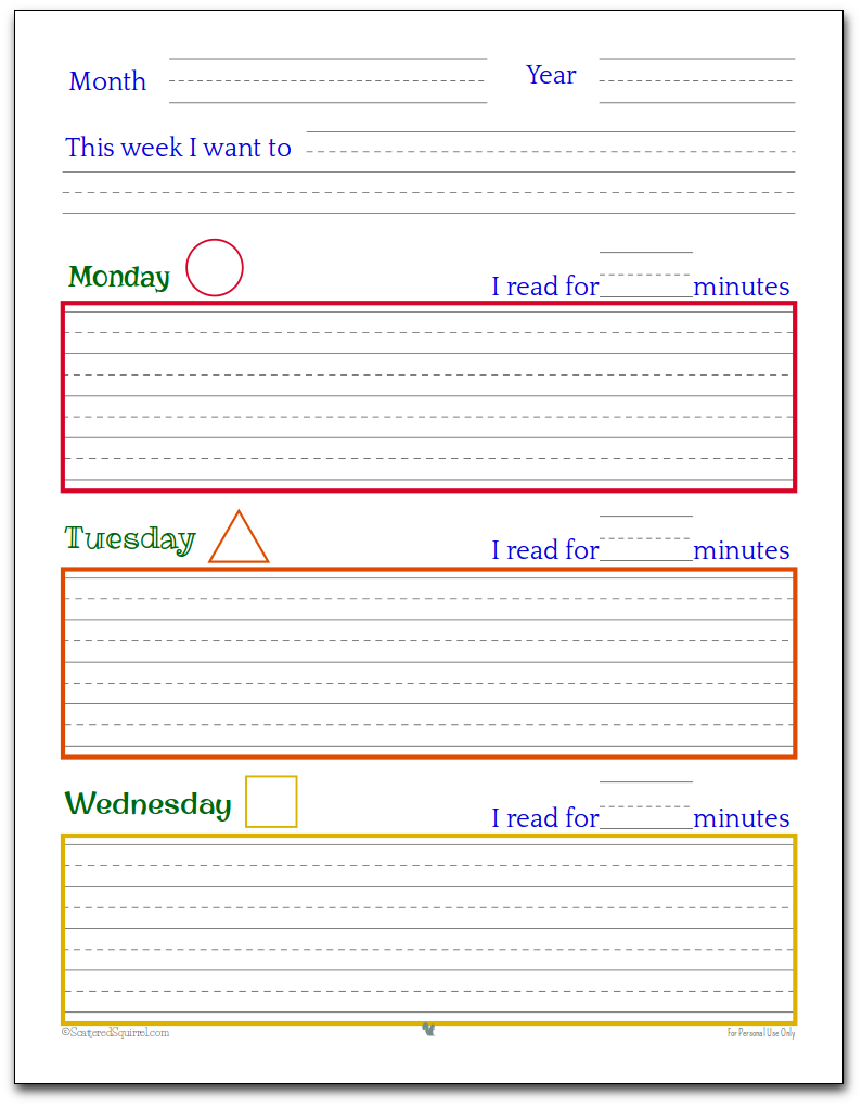 Weekly Planner Printable Kids