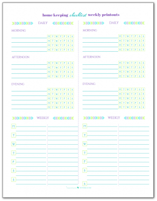 Blank Home Keeping Checklist Printables