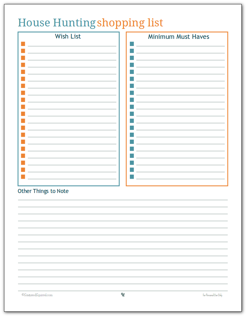 House Hunting Checklist Printable Master of Documents