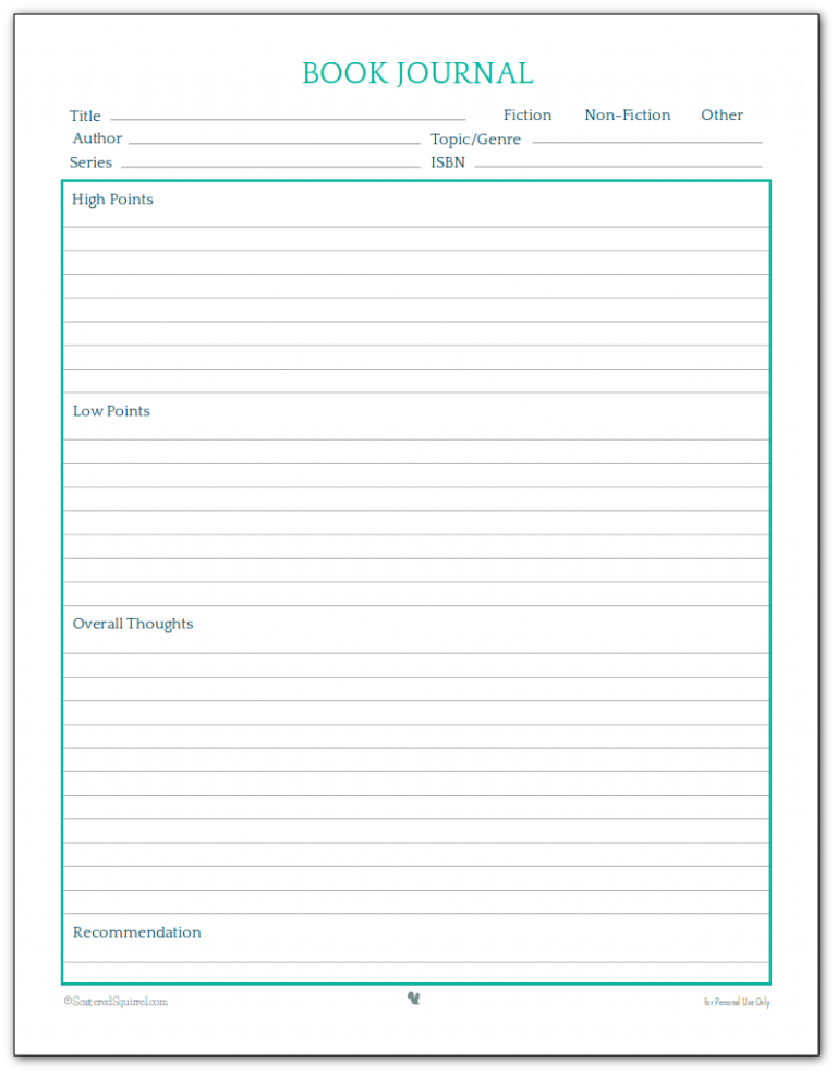 Book Journal Printables for Book Lovers of All Ages