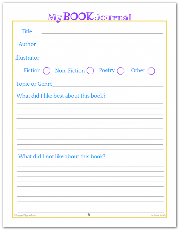 Book Journal Printables for Book Lovers of All Ages