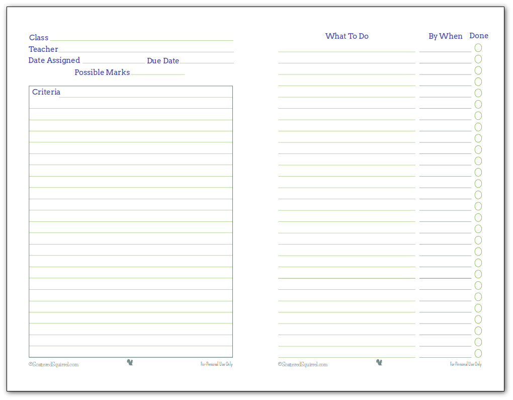 Free Printable: Homework Planner