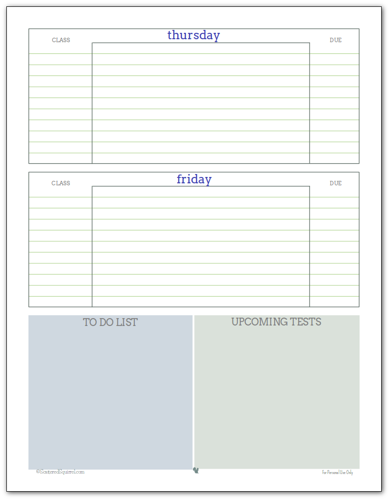 Student Agenda Template from scatteredsquirrel.com