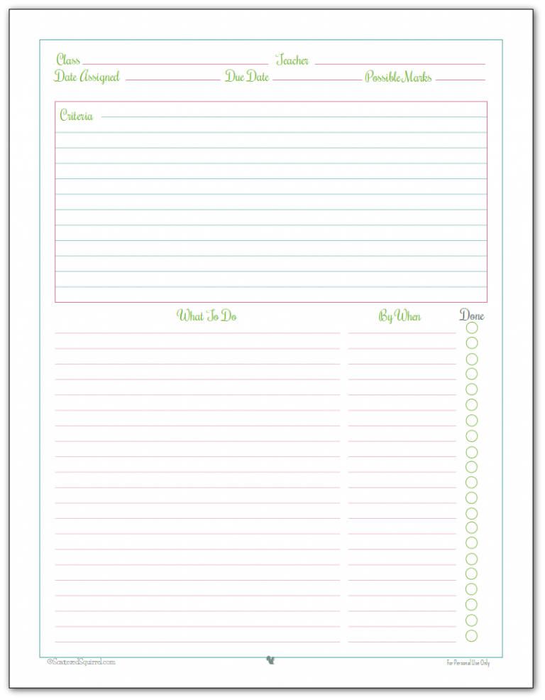 Getting Ready for Back to School - Student Planner Printables