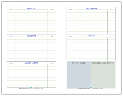 Getting Ready for Back to School - Student Planner Printables