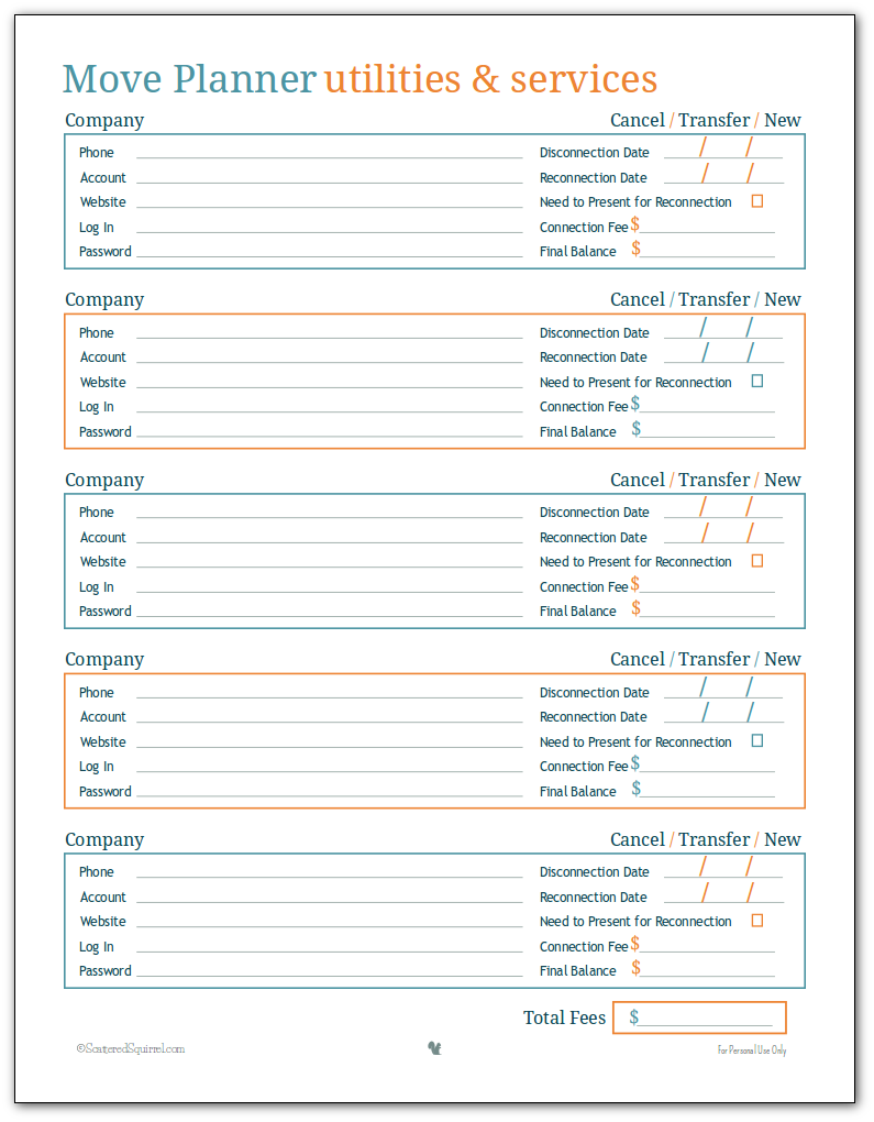 Moving Checklist / Moving Guide - Free & Printable