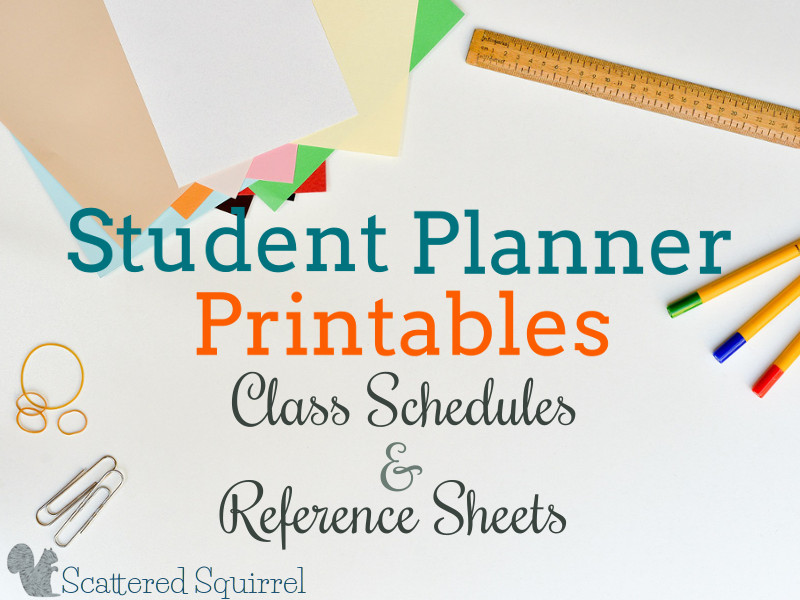 Student Planners - Class Schedules and Reference Sheets