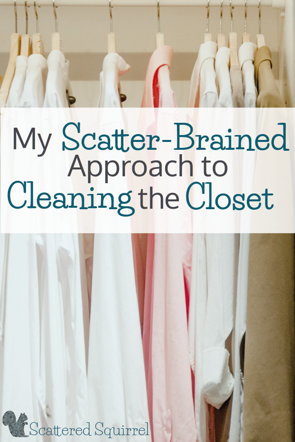 Sometimes you just have to go with what works for you. For me, I have a scatter-brained approach to cleaning the closet that seems to be working well for me. It starts by falling behind on the laundry and then spirals from there.