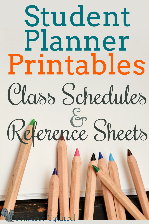 Highschool and College students have to keep track of a lot of information, not just in class but about their classes as well. These class schedule and reference sheets printables will make a great addition to a student planner.