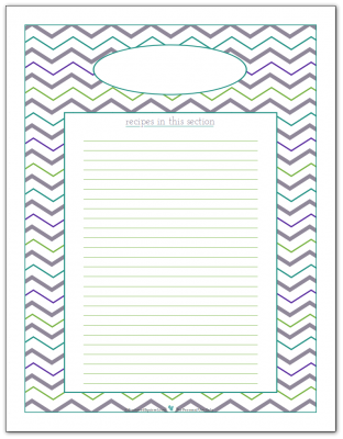 Blank recipe divider printable to help you keep track of the recipes you have in each section.