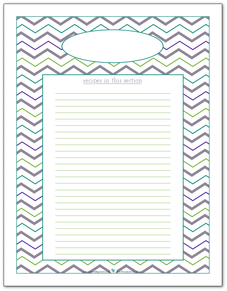 Blank recipe divider printable to help you keep track of the recipes you have in each section.