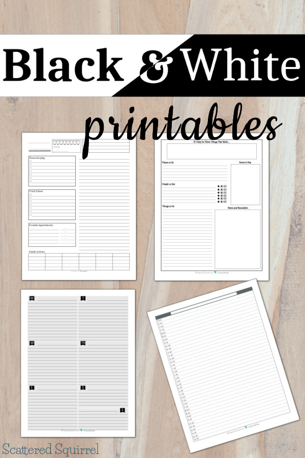 Colourful printables are always nice, but sometimes you just want something simple, or you want to save on ink... that's where these Black and White printables come in.