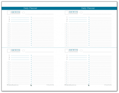 Half-Size Daily Planner printable in Cobalt