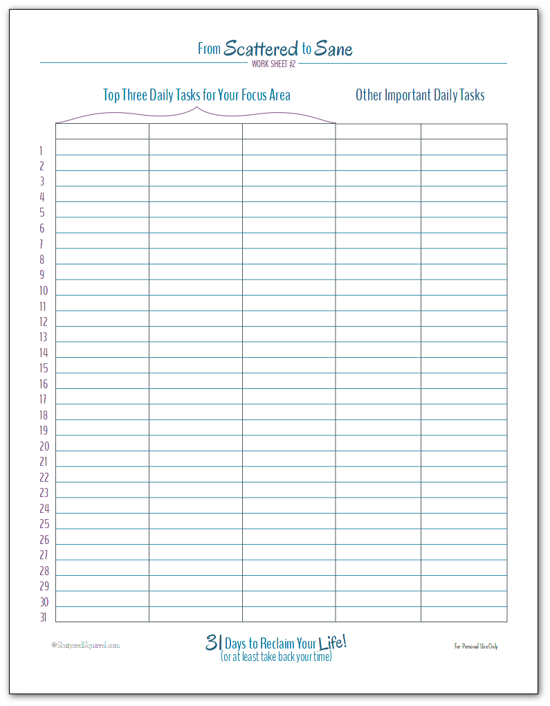 Daily Activity Tracker Worksheet Printable