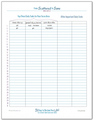 Example of how I'm using the Daily Activity Tracker