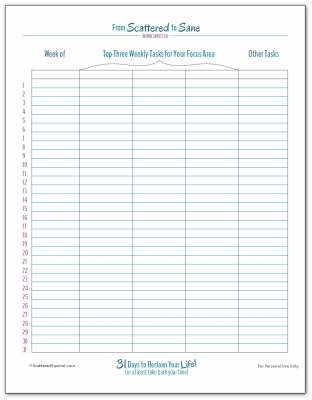 Printable Weekly Activity Tracker to help you track your three most important weekly tasks