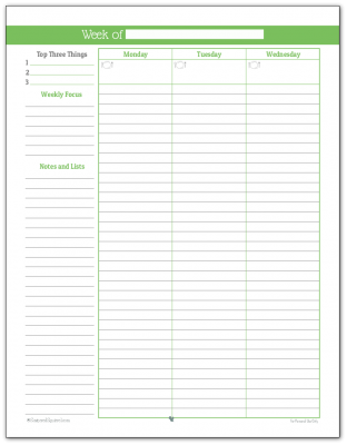 Weekly Planner - Spring Grass - Page 1 - Scattered Squirrel