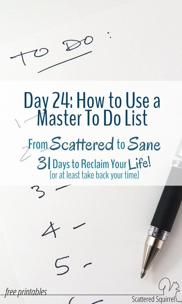 A master to do list can go a long way to taming a scattered brain. Use the handy printable to help create a to do list that will keep you on track