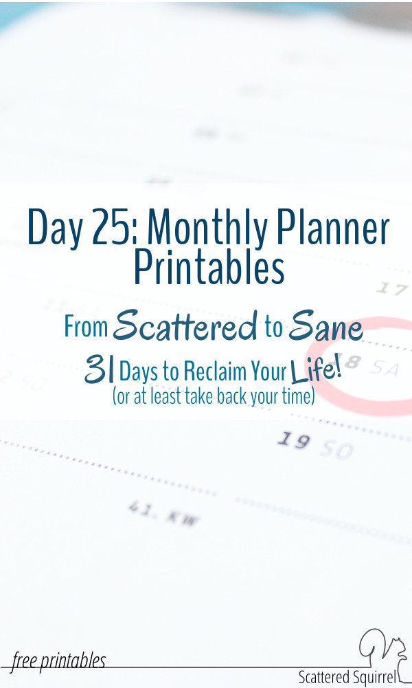 Taking the time to make a plan for each month can be a great help when you're trying to take back your time.