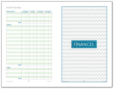 Half- Size Monthly Family Budget Printables - page 2