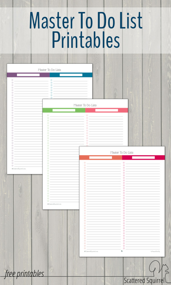 Master To Do List Printables Scattered Squirrel