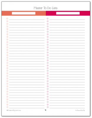 Master to do list printable in Summer Orange and Raspberry