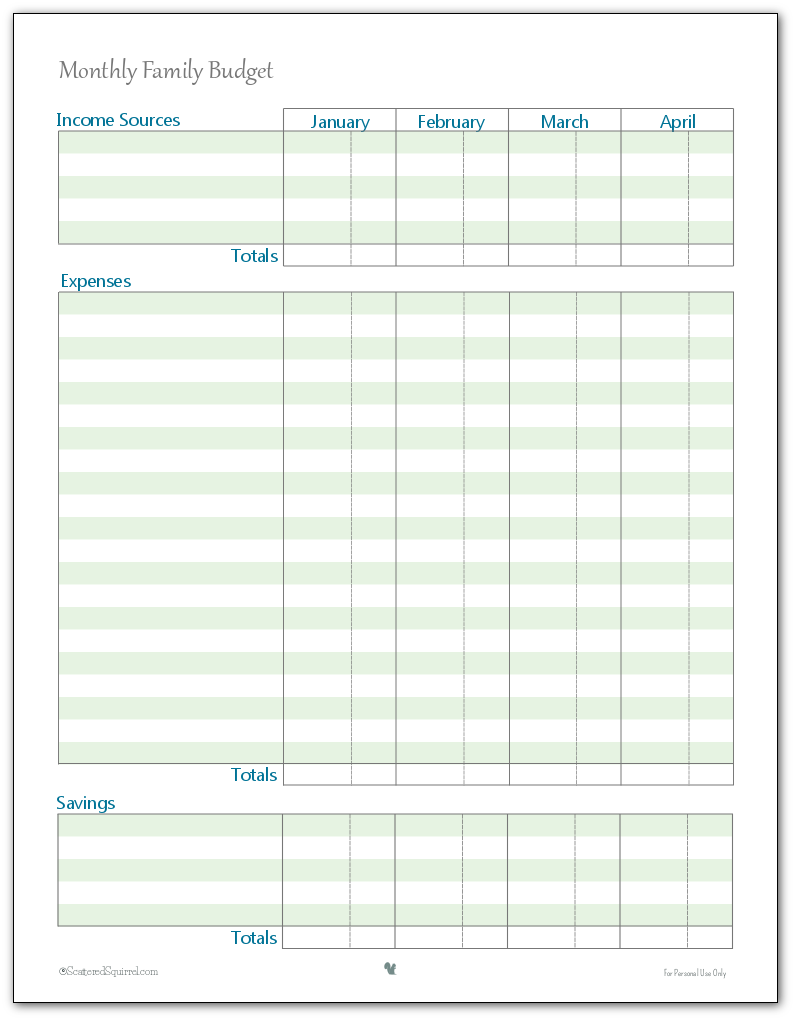 letter size budget planner printable