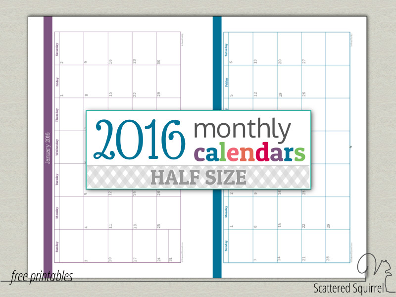 I've updated the 2016 half-size calendars so that they are easier to print.