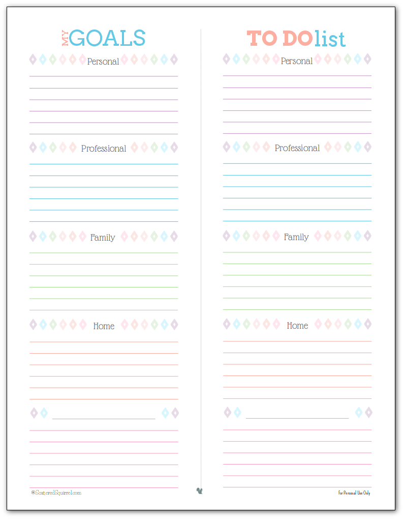 Goal Setting and To Do List printables combo