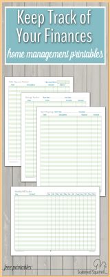home management printables to help track your finances