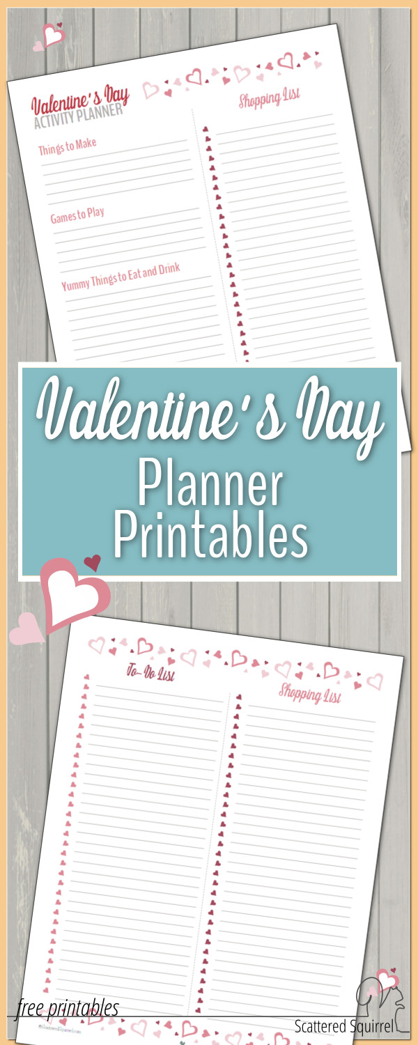 valentie's day printables, valentine's day planner printables, list printables