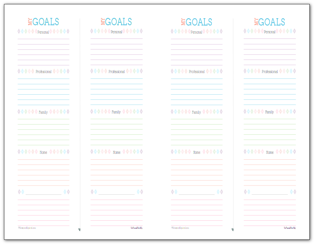 Designed for mini binders and arc junior notebooks these half-size Simple Goal Setting Printable to help you plan short term goals.