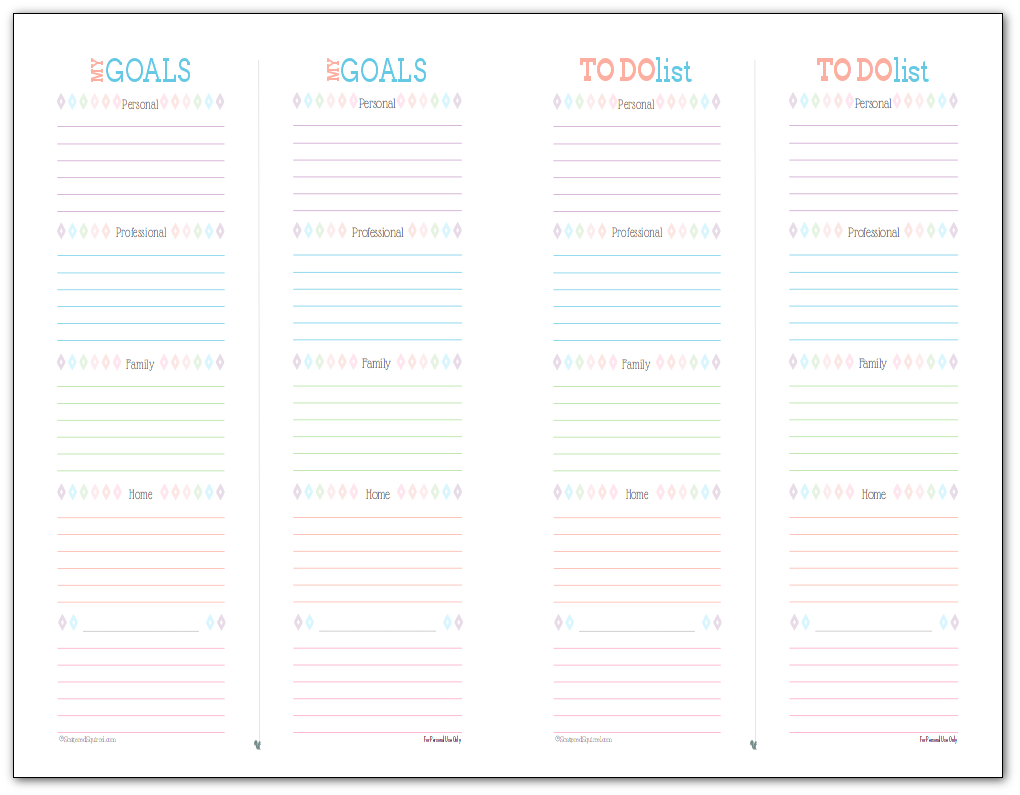 Goal Setting and To Do List printables combo designed to fit mini binder and arc junior planners