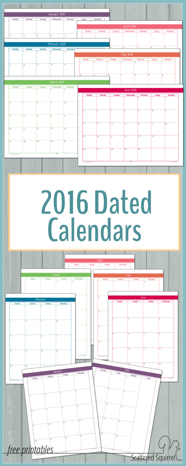 They're here! The 2016 monthly calendars are ready for you to start downloading. These Full-Size monthly planner printables are perfect for teachers, students, homeschooler, or anyone looking to get a jump start on next year's planner.