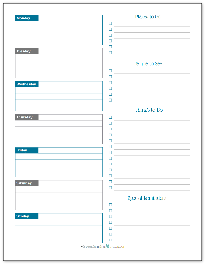 Cobalt - weekly overview planner - Scattered Squirrel