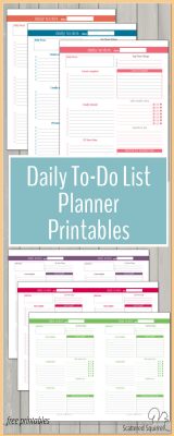 These DailyThese Daily To-Do List planner printables are a great addition to any planner. They help make planning those busier days a little easier. Best of all they match the colours used in the dated 2016 Calendar so you can create a planner that matches. To-Do List planner printables are a great addition to any planner.
